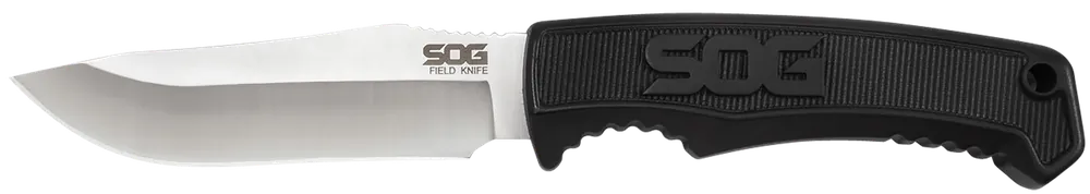 SOG Field Knife 4" Fixed Blade with Sheath - Satin Finish, Black Handle