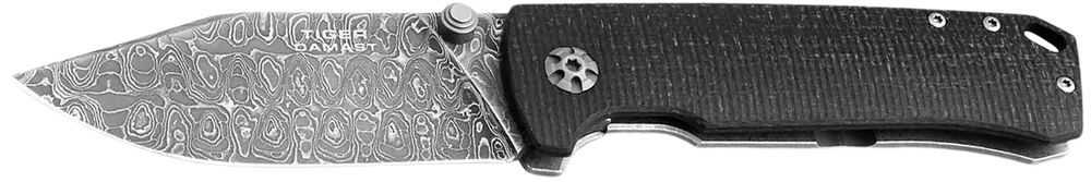 Boker Tiger-Damast Pocket Knife with 3.35" Damascus Blade and Micarta Handle