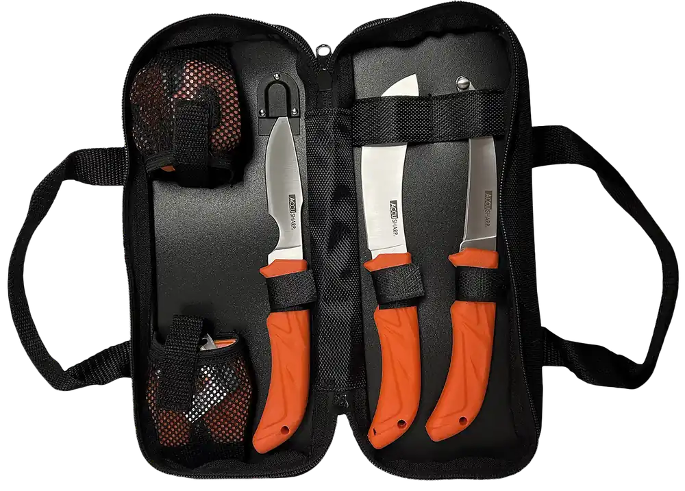 AccuSharp 738C 6-Piece Butcher Kit with Blaze Orange Grip and Nylon Case