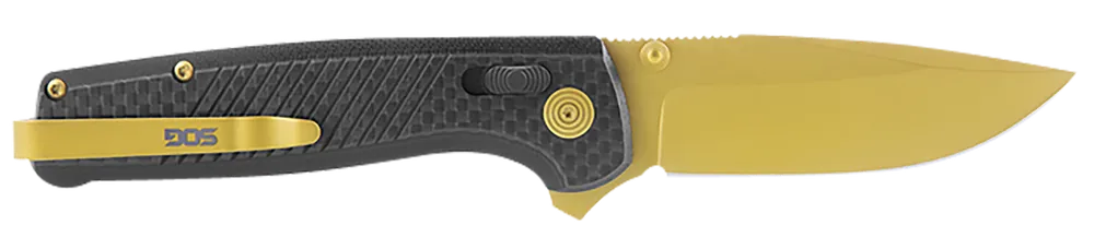 SOG Terminus XR LTE Folding Knife with Gold TiCN CPM S35VN Blade and Black G10/Carbon Fiber Handle