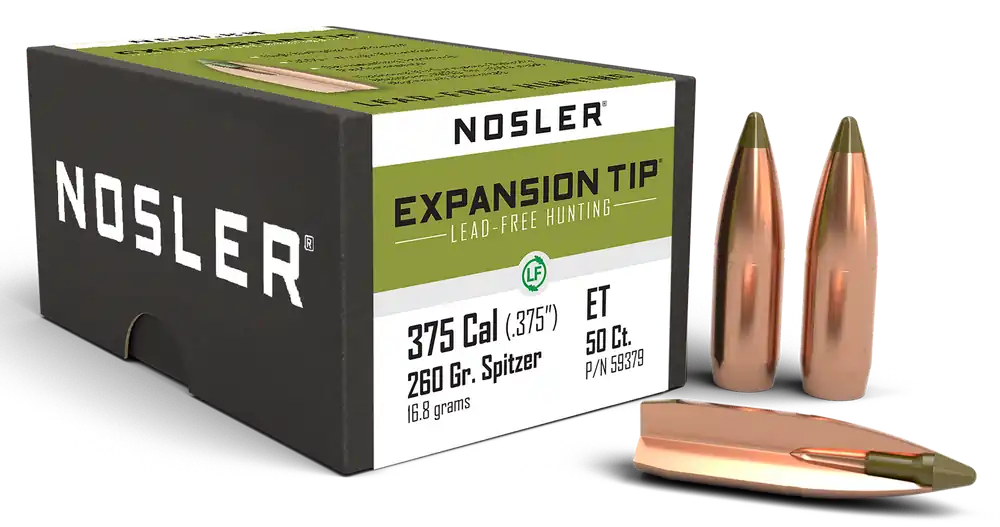 Nosler E-Tip 375 Caliber 260 Grain Spitzer Boat Tail Bullets - 50 Count