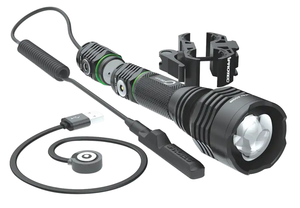 iProtec 6689 O2 Beam RC-Green Flashlight - Black Anodized, 40/400 Lumens