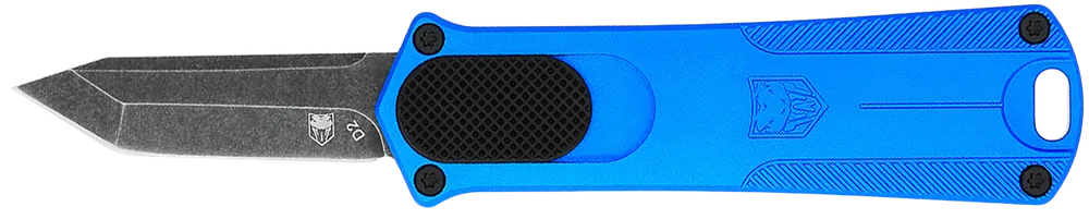 CobraTec CALI952BLUTNS California Compliant OTF Tanto Knife, D2 Steel Blade, Blue Aluminum Handle