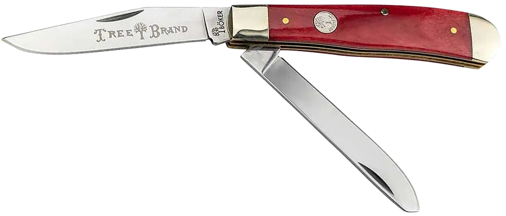 Boker 110830 Trapper Knife with D2 Steel Blade and Smooth Red Bone Handle