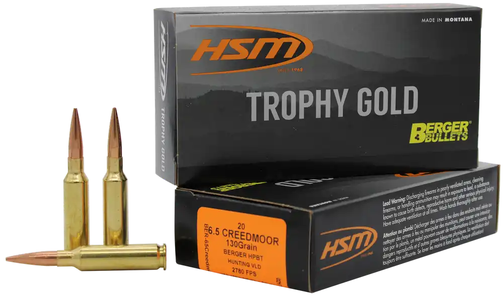 HSM 6.5 Creedmoor 130gr Berger VLD Match Ammo - 20/Box