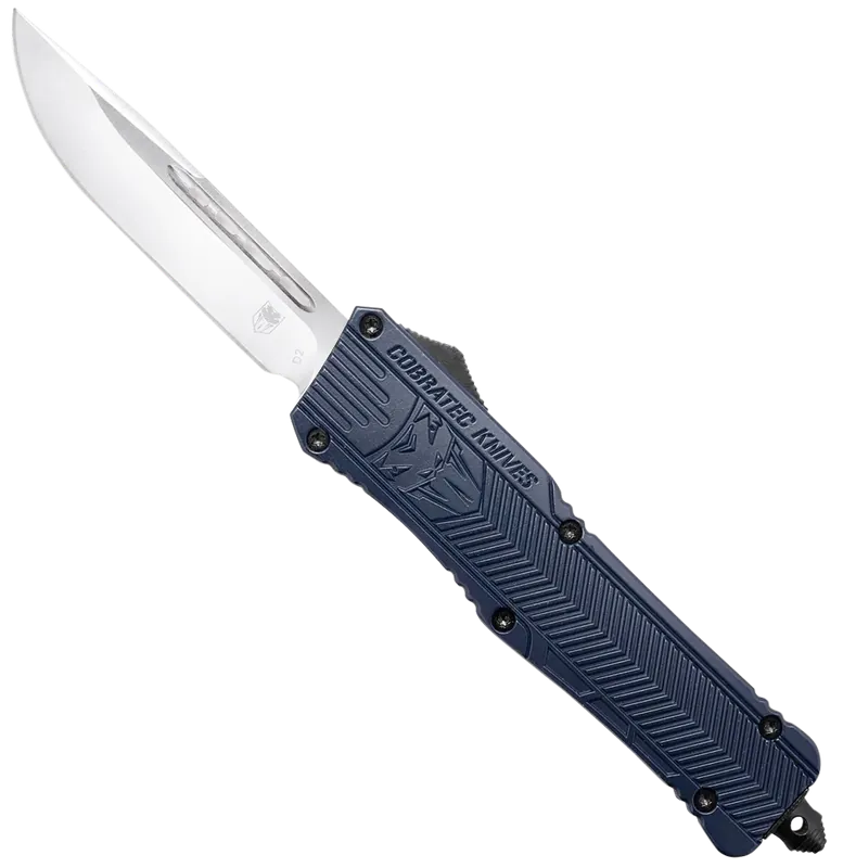 CobraTec CTK-1 Large OTF Knife with D2 Steel Blade and NYPD Blue Handle