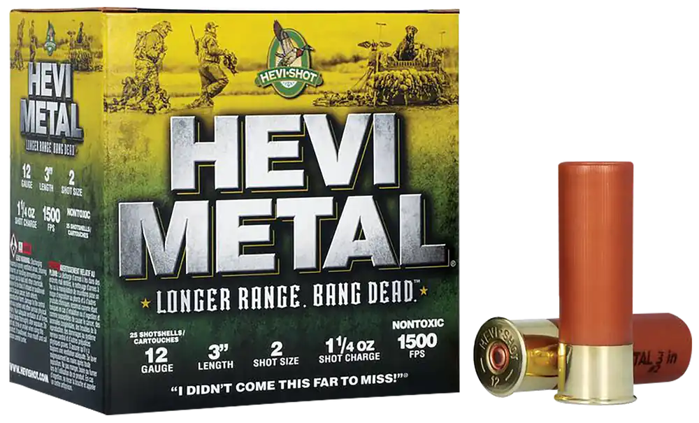 HEVI-Metal HS38002 12 Gauge 3" 2 Shot Ammo - 25 Box/10 Case