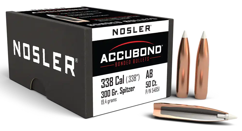 Nosler AccuBond .338 Caliber 300 Grain Spitzer Bullets - Box of 50