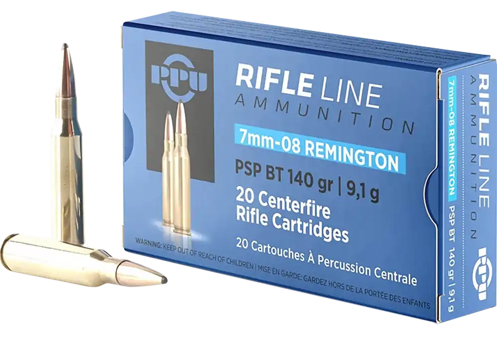 PPU PP708 7mm-08Rem 140gr PSP BT Rifle Ammo - 20/Box