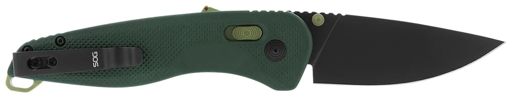 SOG Aegis AT Folding Knife with 3.13" Black TiNi Cryo D2 Steel Blade and Forest GRN Handle with Moss Accents