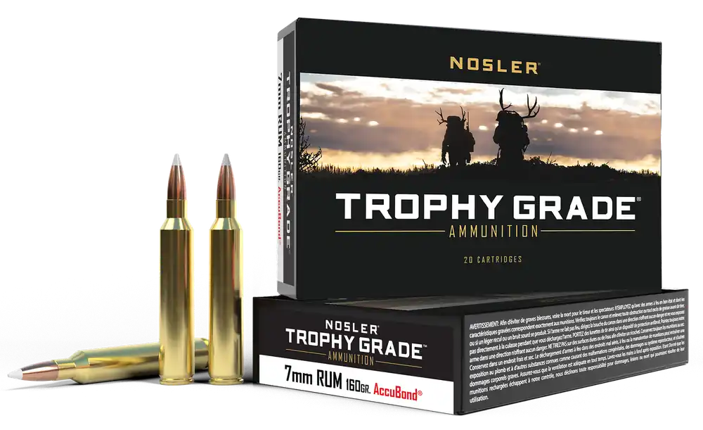 Nosler Trophy Grade 7mmRUM 160gr Spitzer Partition Ammo 20/Box