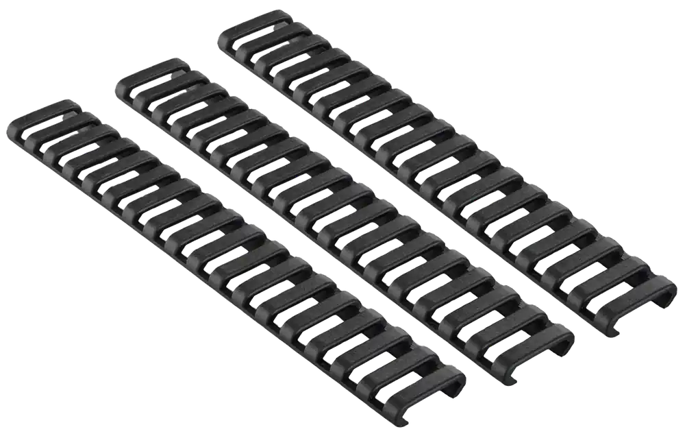 Ergo 4373BK Low-Pro Rifle Ladder Rail Covers, 18 Slot, Black Rubber, 3 Pack