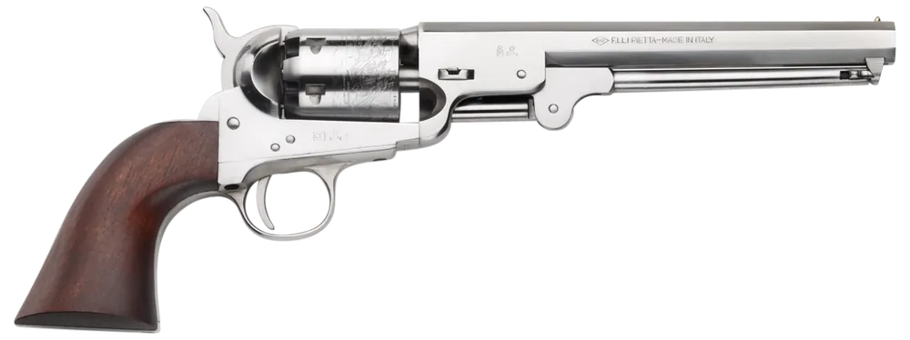 Pietta 1851 Navy "Old Silver" .36 Caliber Revolver with 7.5" Octagon Barrel and Walnut Grip