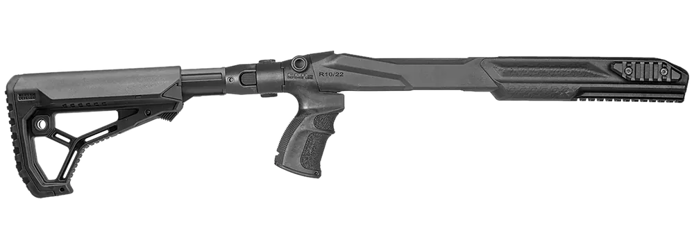 FAB Defense M4 Conversion Kit for Ruger 10/22 with Adjustable Folding Stock and Accessory Rails - Black