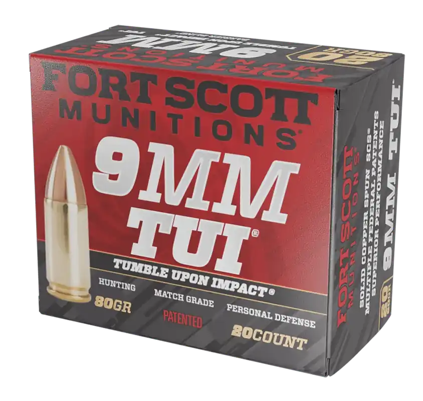 Fort Scott Munitions 9mm Luger 80gr TUI Solid Copper Ammo - 20/Box