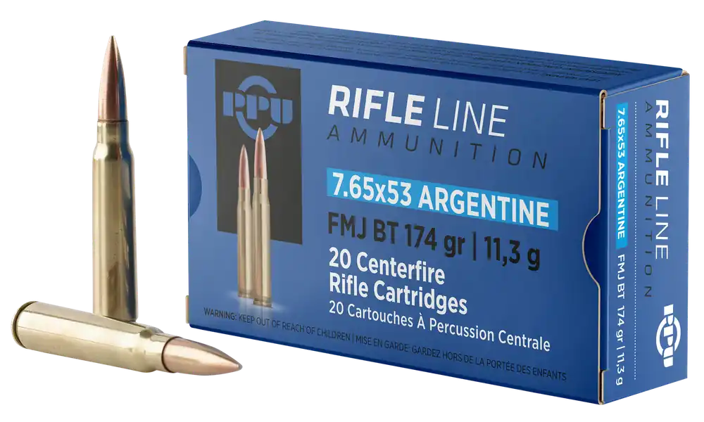 PPU PP7AF 7.65x53mm Argentine FMJ BT Rifle Ammo - 174gr, 20/Box