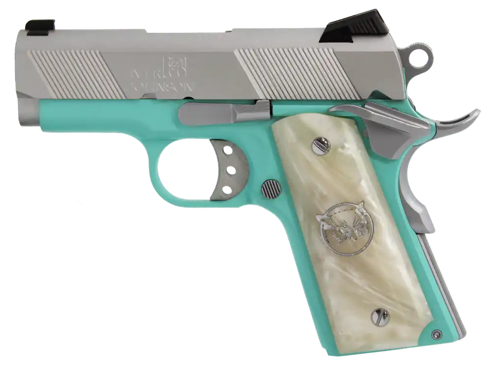 Iver Johnson Arms 1911 Thrasher Officer 9mm Tiffany Blue with Pearl Grip