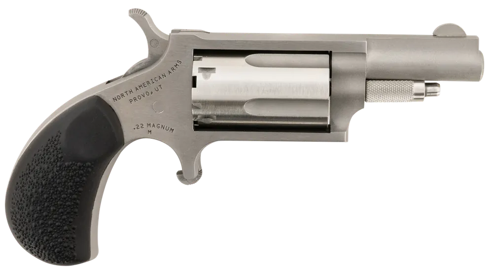 North American Arms Mini-Revolver Carry Combo: 22 WMR, 5 Shot, Stainless Steel, Black Rubber Grip, Holster Included