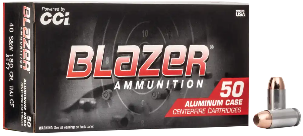 CCI 3477 Blazer Clean-Fire 40S&W 180gr TMJ Lead-Free Ammo - 50 Rounds/Box, 20 Boxes/Case