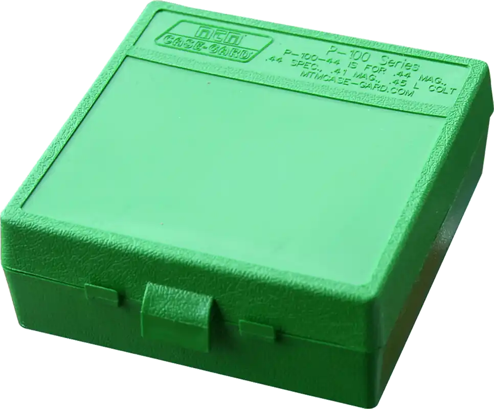 MTM Case-Gard P1004410 Multi-Caliber Ammo Box - 100 Round Capacity, Green Polypropylene Flip-Top