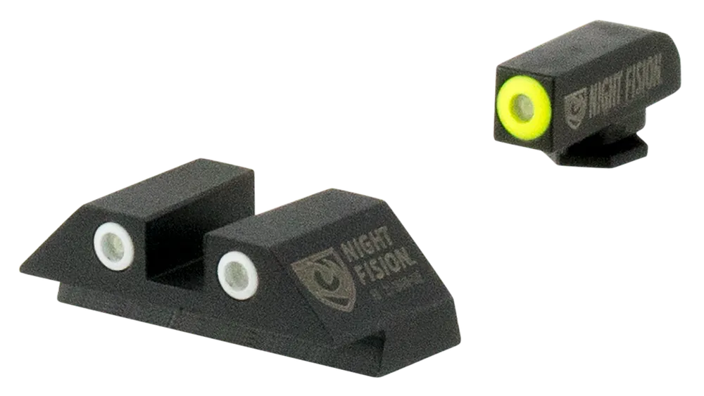Night Fision Tritium Night Sights for Glock 17/19/22 - Green/Yellow Front, Green/White Rear