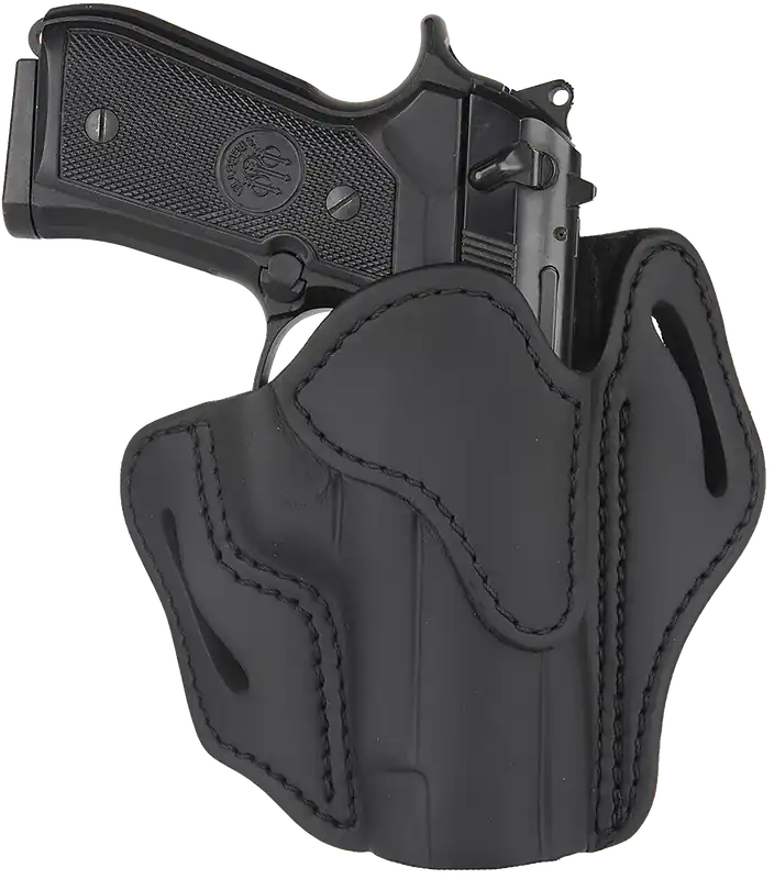 1791 Gunleather Stealth Black Leather Belt Slide Holster for Glock 17/S&W M&P Shield - Right Handed, Optic Ready OWB Size 2.3