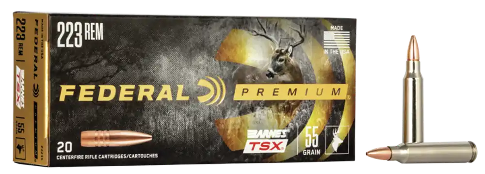 Federal Premium .223 Remington 55gr Barnes TSX - 20 Rounds per Box, 10 Boxes per Case