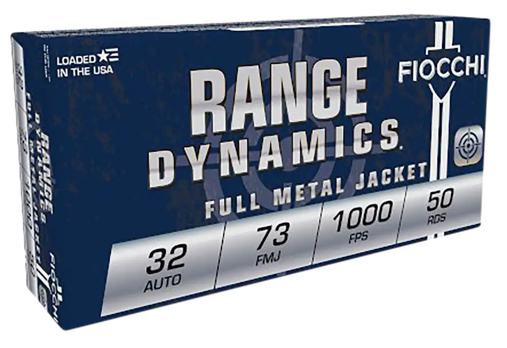 Fiocchi 32ACP Range Dynamics 73gr FMJ Ammo - 50 Rounds/Box, 20 Boxes/Case