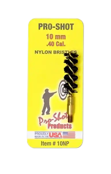 Pro-Shot .40/10mm Cal Pistol Bore Brush with Nylon Bristles and Brass Core