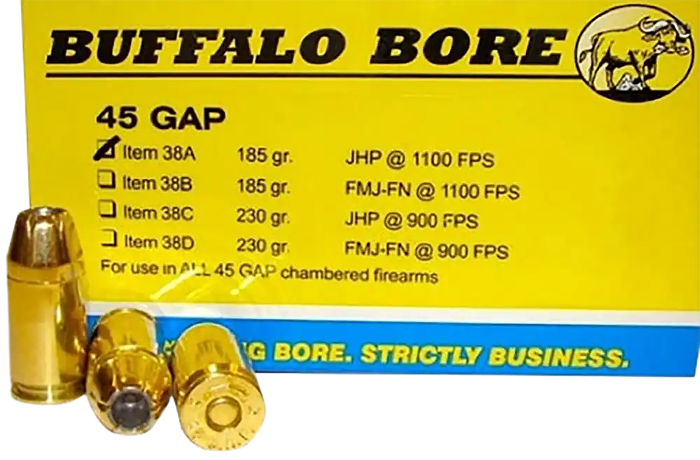Buffalo Bore 45GAP 185gr JHP Personal Defense Ammo - 20 Rounds