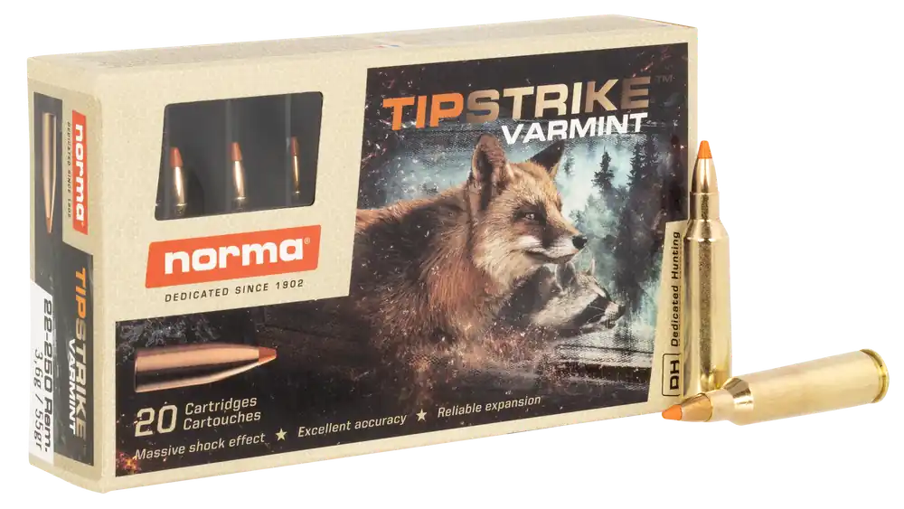 Norma Ammunition 22-250Rem 55gr Polymer Tip - 20 Rounds per Box