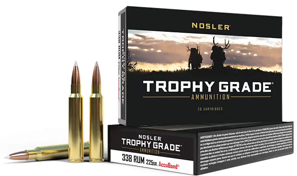 Nosler Trophy Grade .338 RUM 225gr AccuBond Ammo - 20 Rounds