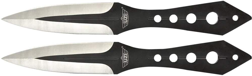Uzi Accessories Throwing Knives with Black/Silver Blades and Nylon Holster