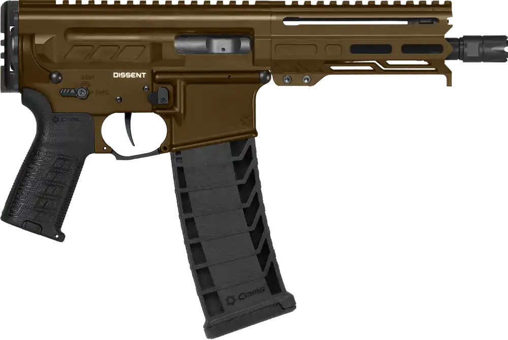 CMMG Dissent MK4 9mm Pistol, Midnight Bronze, 33+1 Capacity, 6.5" Barrel, M-LOK Handguard, Left Side Charging, Zeroed Trigger