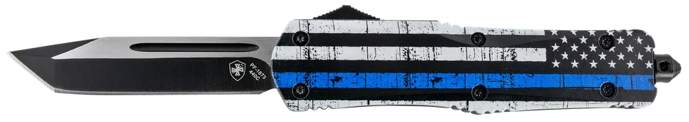 Templar Knife Gen II Back The Blue Large OTF Tanto with Black & White Handle