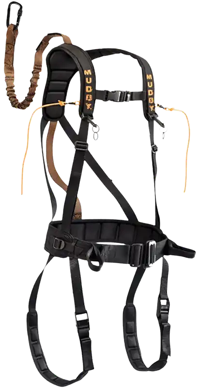 Muddy MUD-MSH400-L Safety Harness: Lightweight, Padded, Max 40" Waist, 170-230 lbs Capacity, Cam Leg Buckles