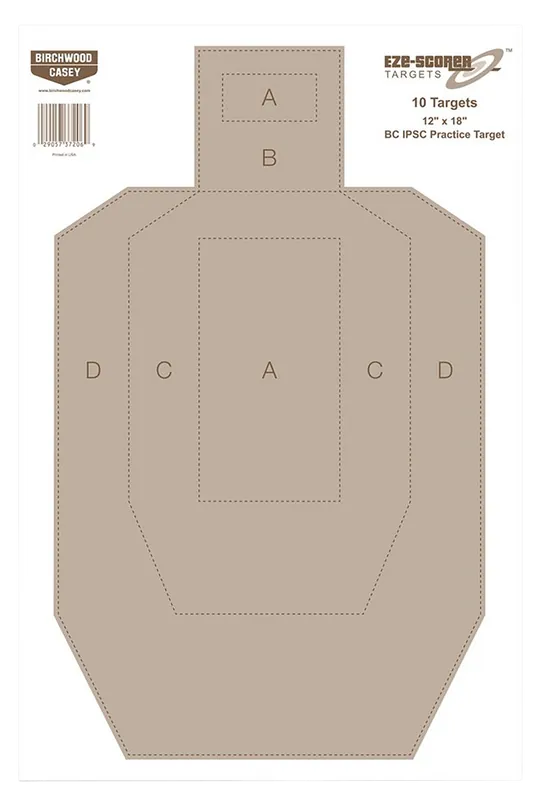 Birchwood Casey EZE-Scorer IPSC Paper Targets 12"x18" Tan - 100 Pack