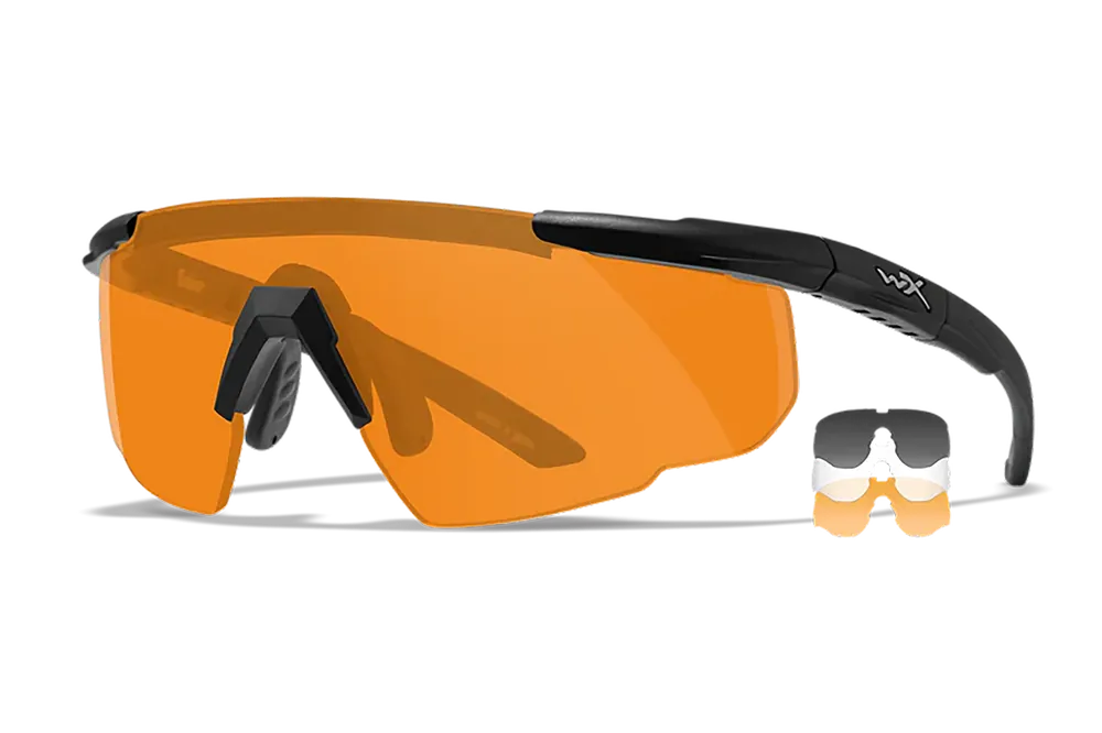 Wiley X 308 Saber Advanced Sunglasses - Smoke Gray, Clear, Light Rust Lenses