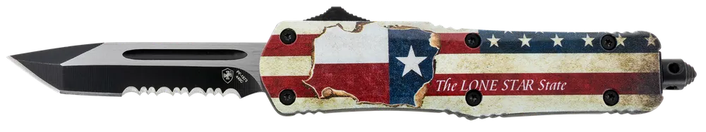 Templar Knife STX531 Gen II Texan Small OTF Tanto with Texas Flag Handle and Glass Breaker