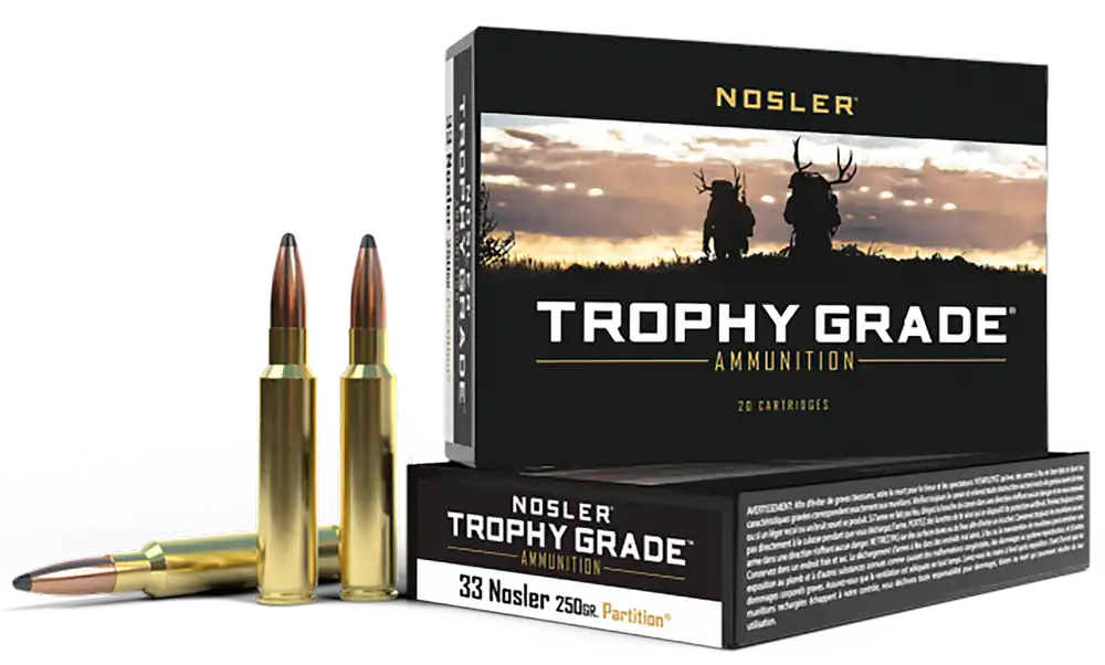 Nosler 60134 Trophy Grade 33 Nosler 250gr Spitzer Partition Ammo - 20 Rounds Per Box
