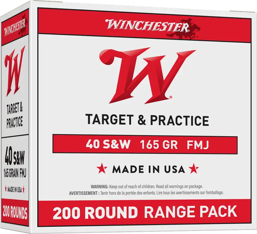 Winchester USA Range Pack .40 S&W 165gr FMJ - 200 Rounds/Box, 3 Boxes/Case