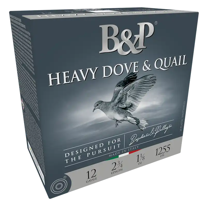 B&P 12 Gauge Heavy Dove & Quail Shotgun Shells - 1 1/8 oz, 8 Shot, 25/Box