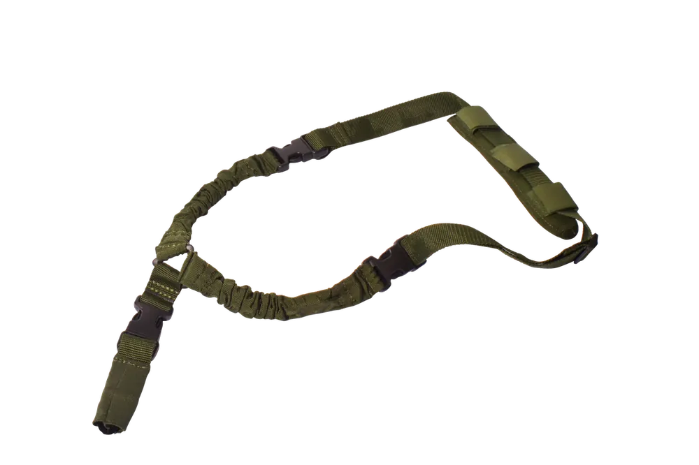 Rukx Gear Tactical Single Point Sling - Adjustable Green Nylon Bungee
