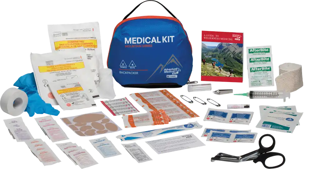 Mountain Backpacker Medical Kit: Water Resistant First Aid for Injuries and Illnesses