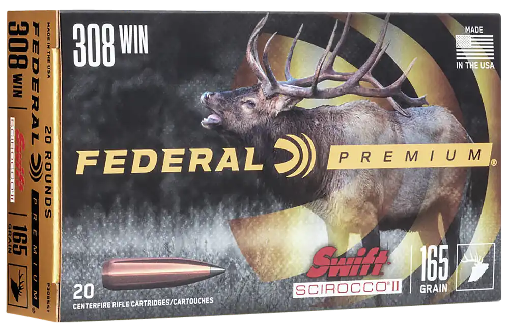 Federal Premium .308 Win 165gr Swift Scirocco II Ammo - 20 Rounds Per Box