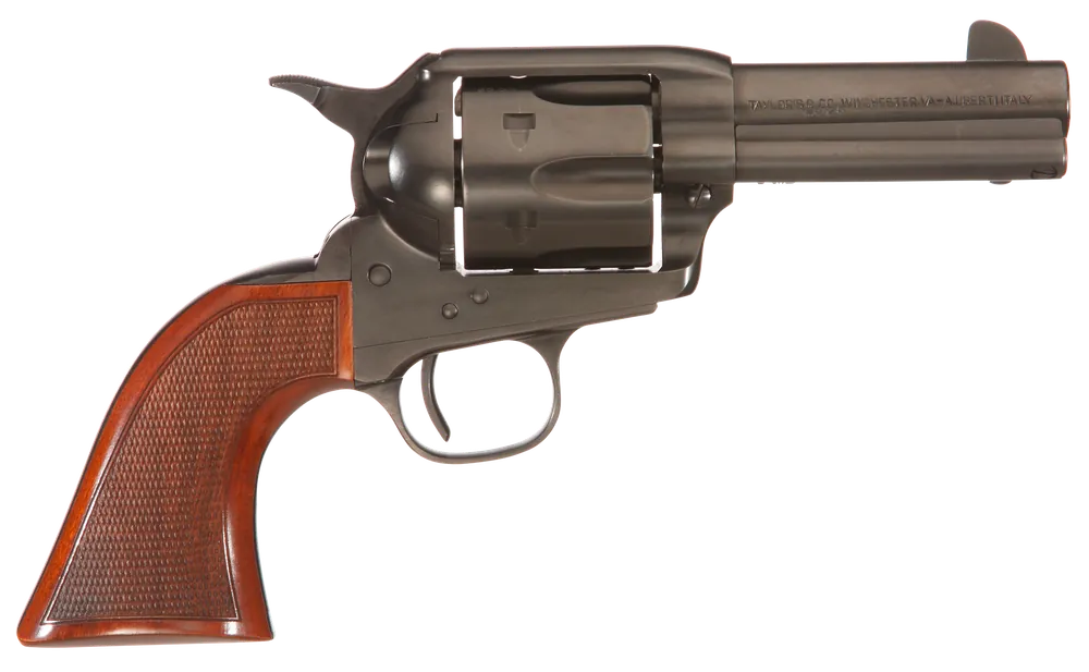Taylors & Company Runnin Iron Black Rock 45 Colt Revolver, 3.50" Barrel, 6rd, Black Nitride Finish, Checkered Walnut Grip