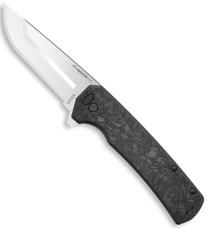 Outdoor Edge VX530A Razor VX5 EDC Folding Knife with 3" Satin Blade and Black Carbon Fiber/G10 Handle
