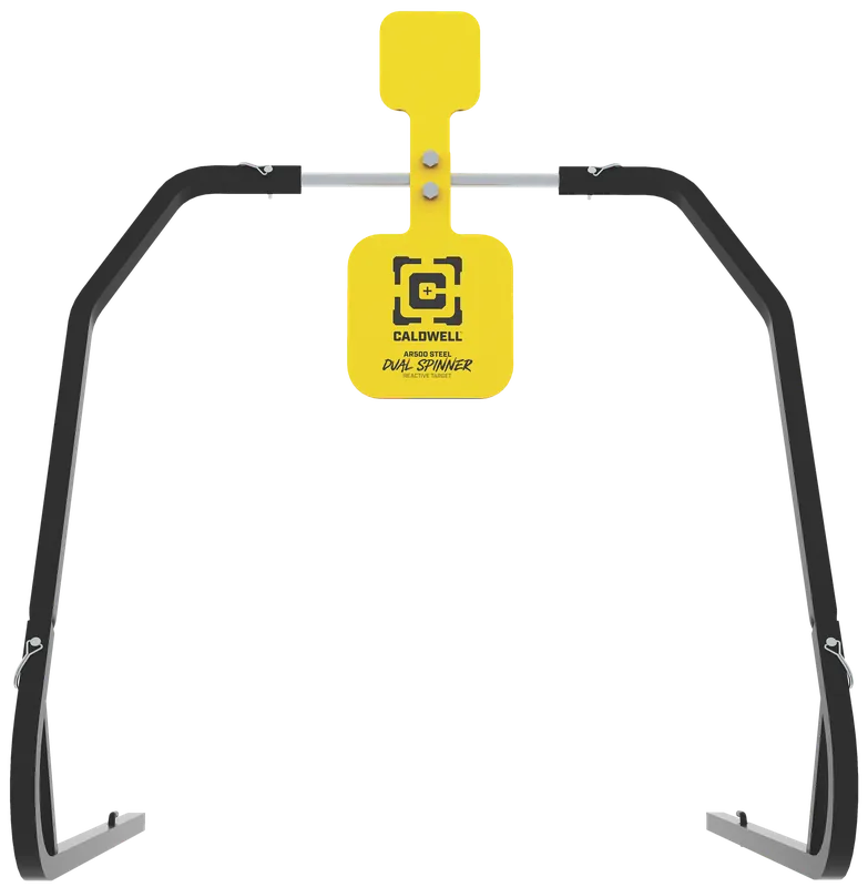 Caldwell AR500 Steel Dual Spinner Target with 5" & 8" Plates - Yellow, 3/8" Thick