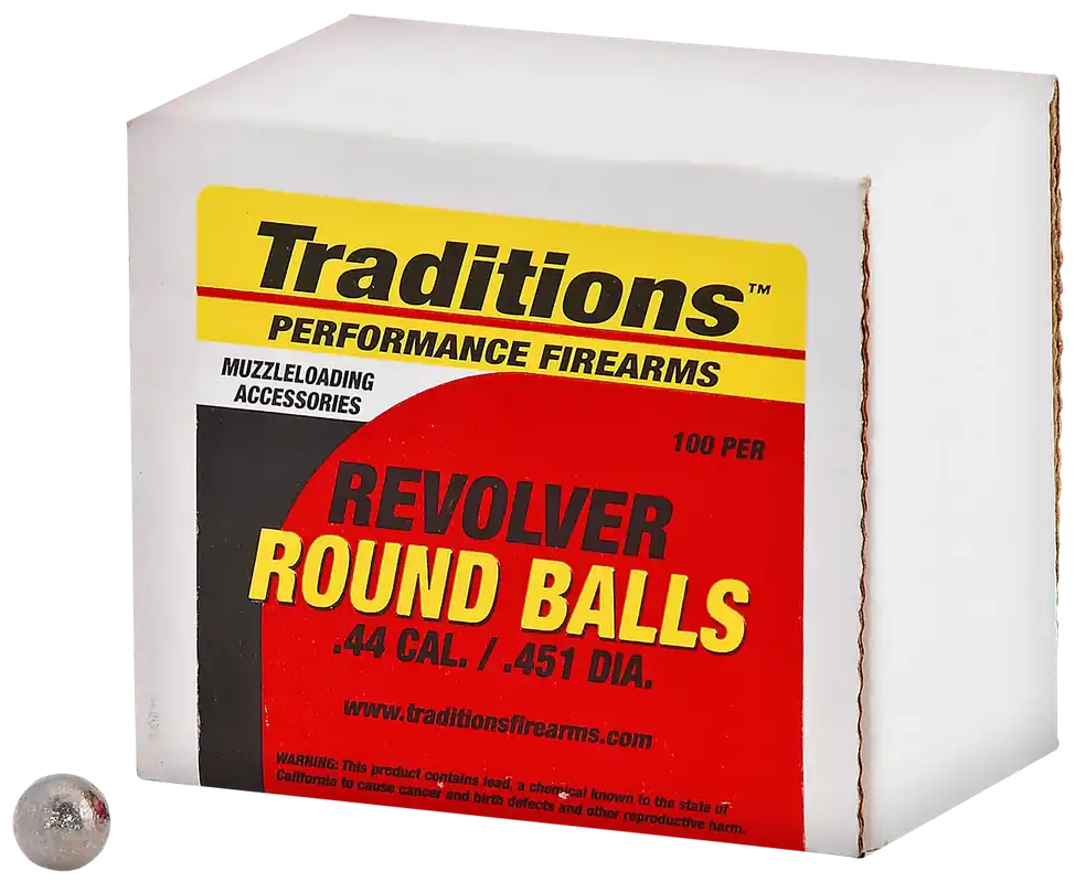 Traditions A1642 .44 Caliber 140gr Lead Ball Revolver Ammunition - 100 Count Box