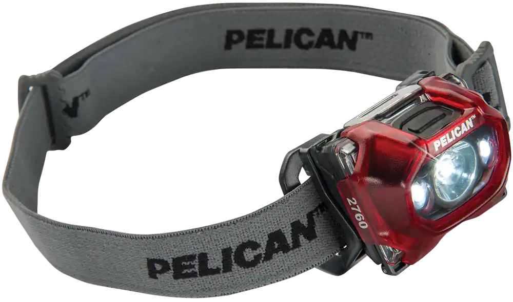 Pelican 2760C Headlamp: 42-289 Lumens, White LED, Red Light, 101m Range